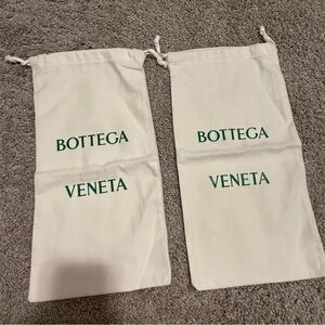 Bottega Veneta Cream Drawstring Dust Bags with Green Logo (Pair)